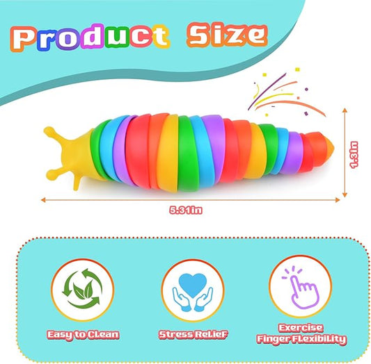Cevioce 4 Pcs Toddler Party Favors - Fidget Toys Slugs for Students & Classroom Prizes - Goodie Bag Stuffers for Kids 3-5