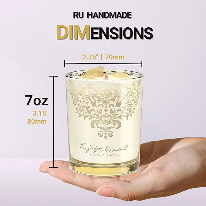 Luxury Scented Candles Gift Set – 3 Crystal Soy & Beeswax Aromatherapy Candle with Snuffer Lid & Wick Trimmer,7oz/each | Floral & Citrus Scents, Candle for Women, candles for home Scented & Relaxation