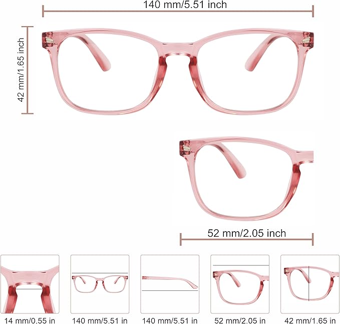 Blue Light Glasses for Woman Men | 99% Blue Light Blocking Glasses | Computer Glassess | Night Driving | Gaming | TV Phone Screen Reader Square Frame | Anti Eyestrain & UV Glare Protection