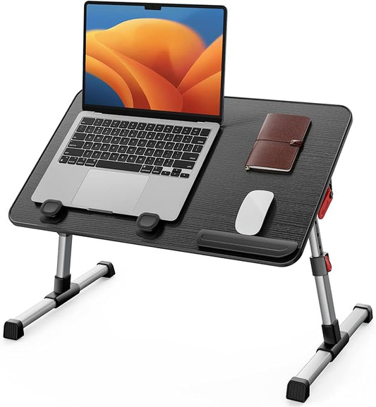 SAIJI Laptop Bed Tray Table, Adjustable Home Office Standing Desk Portable Lightweight Foldable Lap Desk for Sofa Couch Floor Working Studying Reading Writing Eating,Fit Up to 17" Laptop(Large,Black)