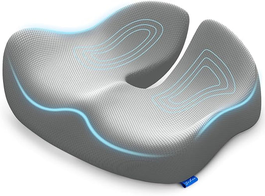 ZIKEE Pioneering Seat Cushion for Pressure Relief, Ergonomic Office Chair Cushion for Sciatica, Back, Hemorrhoids & Tailbone Pain Relief, High-Density Memory Foam Car Seat Cushion with Anti-Slip Base