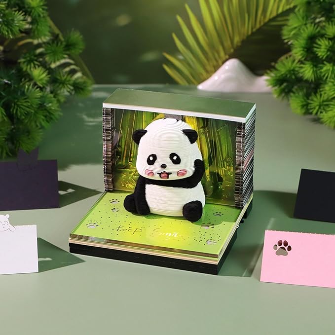 3D Timepiece Calendar 2026 Paper Art Memo Pad with LED Light – Tear-Away Desk Calendar for Record, Planner & Habit Tracker, Bookmark, Gift & Decorative Office Decor