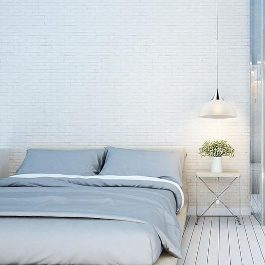 GLOBE Electric 64413 1-Light Plug-in Pendant, Brushed Steel, Frosted White Shade, 15ft Clear Cord, in-Line On/Off Switch, E26 Base Socket, Kitchen Island, Café, Hanging Light, Bulb Not Included