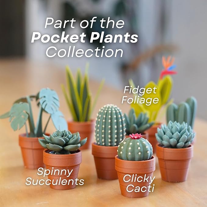 Clicky Cacti Fidget Toy with Mechanical Switches, 3D Printed Mini Plant Fidget, 3D Printed Pocket-Sized Mini Plant for Stress Relief, Focus, and Fun – Perfect Desk Accessory or Gift for Cactus Lovers