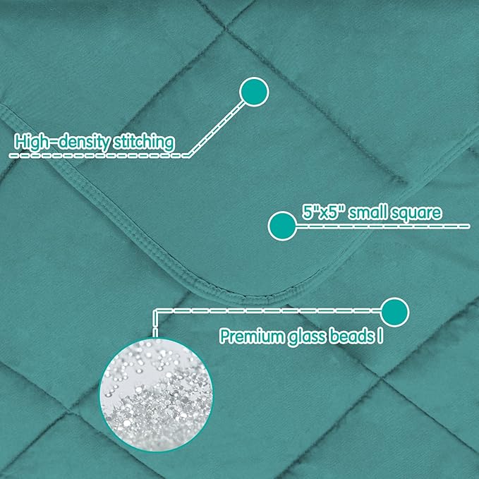 yescool Weighted Blanket (10 lbs, 41" x 60", Teal) Cooling Heavy Blanket for Sleeping Perfect for 90-110 lbs, Breathable Blanket with Premium Glass Bead, Machine Washable