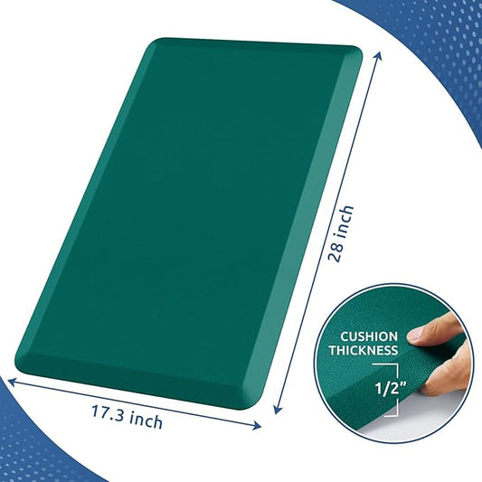 KitchenClouds Kitchen Mat Cushioned Anti Fatigue Rug 17.3"x28" Waterproof, Non Slip, Standing and Comfort Desk/Floor Mats for House Sink Office (Dark Green)
