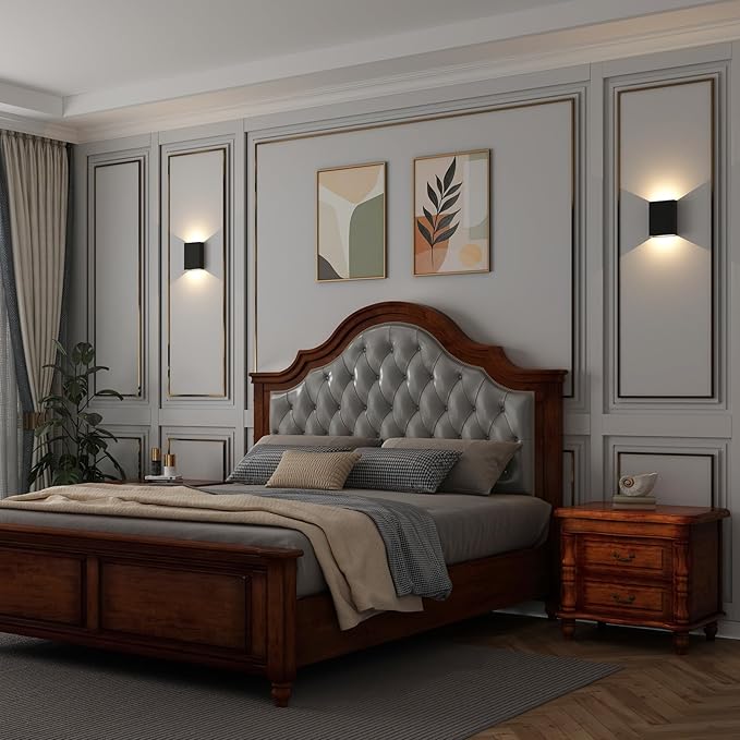 Up and Down Wall Lights for Bedroom LED Wall Lights, 6.3'' Mordern Porch Light, IP65 Waterproof Wall Lamp 10%-100% Dimmable, 120-277V, 15.5W 3000K CRI90+ (Black)