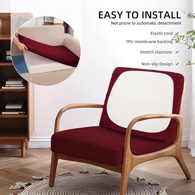 14Pcs Outdoor Cushions Covers Waterproof, Patio Cushion Covers, Stretch Cushion Covers Replacement,Cushion Slipcovers, Furniture Cushion Covers (Claret 2, 14PCS)