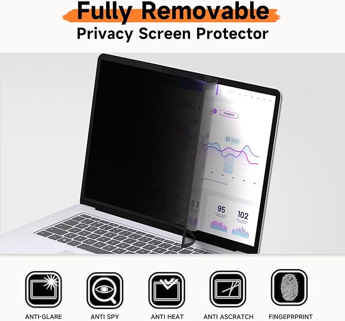 Mamol Upgrade Privacy Screen for Microsoft Surface Pro 11/10/9/8/X -13 inch, Fully Removable Anti Glare Blue Light Filter, Anti-Spy Screen Protector
