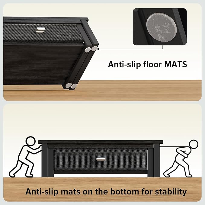 WOHOMO Dual Monitor Stand Riser with Drawers, Desk Organizers for 2 Monitors, Desktop Storage Stand for Computer,Laptop,Black