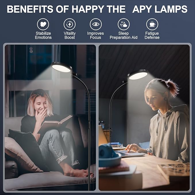 Light Therapy Lamp 10000 Lux, LED UV-Free Sunlight Lamp, Full Spectrum Floor Happy Therapy Lamp with Remote for Home/Office/Reading/Relaxation