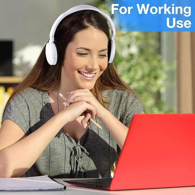 Yunsailing 18 Pack Classroom Headphones Bulk Student Wired Class Headphones Set for Kids School with Individually Wrapped Adjustable Over Ear Head Earbuds(White)