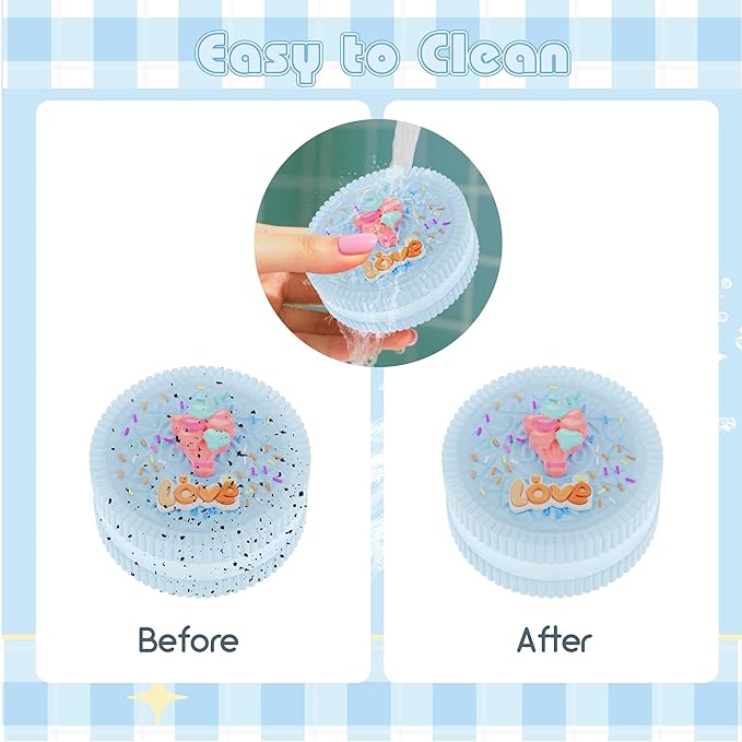 3 Packs Cookie Squishy Fidget Toy Set, Cute Silicone Sticky Taba Squishy, Squeeze Toys for Stress Relief and Anxiety Relaxing, Decompression Toys, Gifts for Kids/Adult, Black Clear Blue