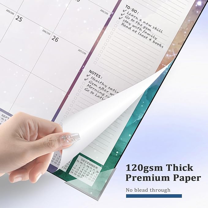 Ospelelf Desk Calendar 2025-2026 Large 22"x17" Monthly Family Planner Pad with Protective Cover 18 Months July 2025 to December 2026 Starry Sky