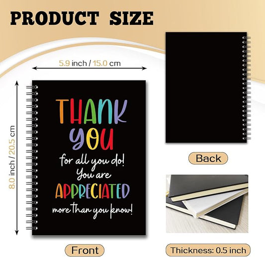 YAZMEEN Thank You Blank Spiral Notebook(160 Pages) Thank You for All You Do Hardcover Sketchbook Encouragement Notebook Journal Funny Appreciation Gift for Employee Coworker Teacher Team Member Boss