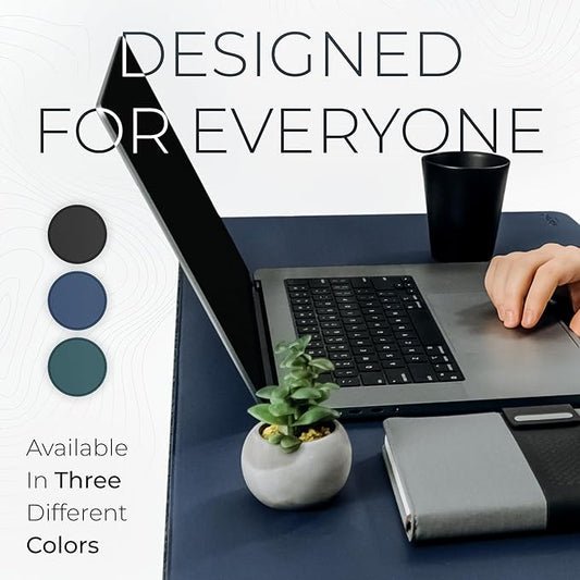 Nordik Felt and Leather Desk Mat Non-Slip - Blue - 35 X 17 Inch - Felt and Vegan Leather Desk Pad - Document Organizers - Desk Blotter and Desktop Mat - Desk Protector Laptop Desk Matt for Desktop