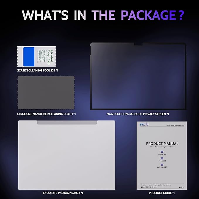 Privacy Screen for 10.5 Inch Surface Go 4/3/2/1, MagicSuction™ Removable Anti Spy Black Protector, Glare Blue Light Filter for Microsoft Laptop Computer Monitor