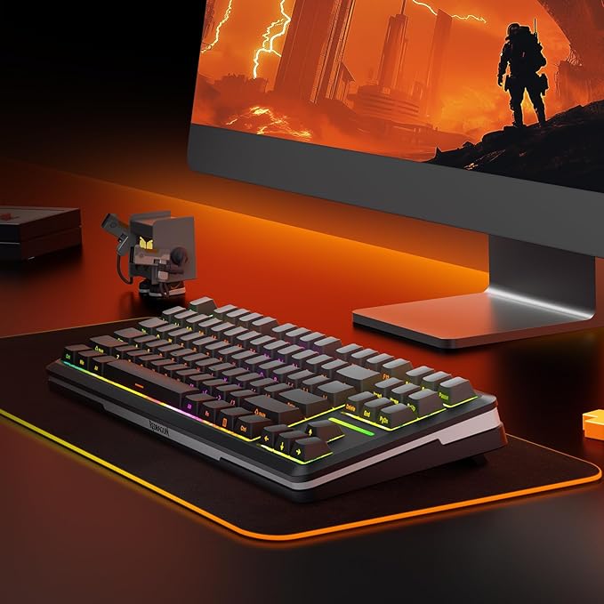 Redragon Wireless Mechanical Keyboard,3-Modes Bluetooth Gasket Hot Swappable TKL RGB Custom Keyboard,Pre-lubed Switches,Side Printed PBT Gradient Keycaps, South-Facing LEDs Socket