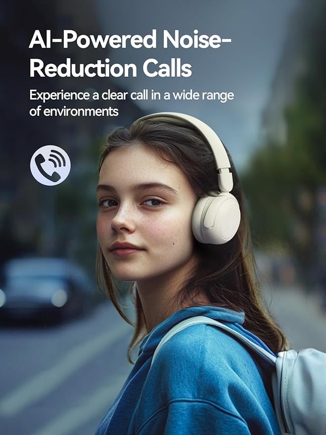 1MORE HQ20 Wireless On-Ear Headphones with Microphone, 85dB Safe Volume, 65H Playtime, Lightweight Foldable Bluetooth Headphones for School/Travel, Android and iOS Compatible, White