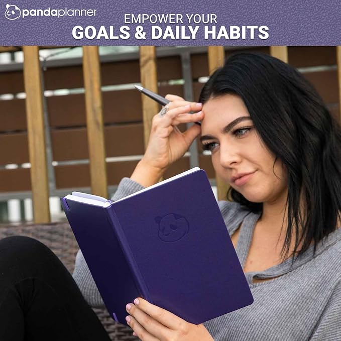 Panda Planner Classic Daily Planner 2025-2026 – Undated Day Planner & Productivity Calendar Notebook for Focus, Goals & Time Management – Purple