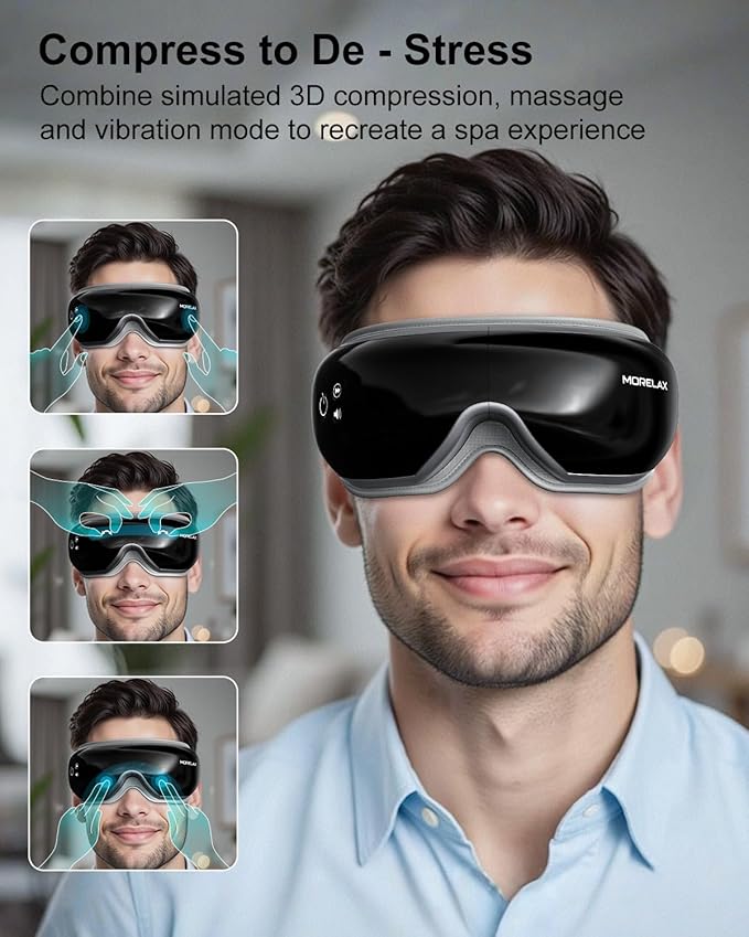 Eye Massager with Heat & Bluetooth Music, Birthday Gifts for Women, Reduce Eye Strain, Headache Relief and Improve Sleep, Eye Care Gift(Black)