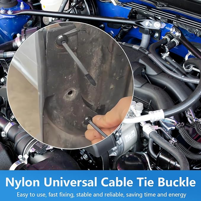 100Pcs Nylon Universal Cable Tie Buckle, 2025 New Heavy Duty Self-Locking Nylon Zip Ties Holder, Multipurpose Plastic Cable Ties Tool for Car Daily Repair Quick Fix