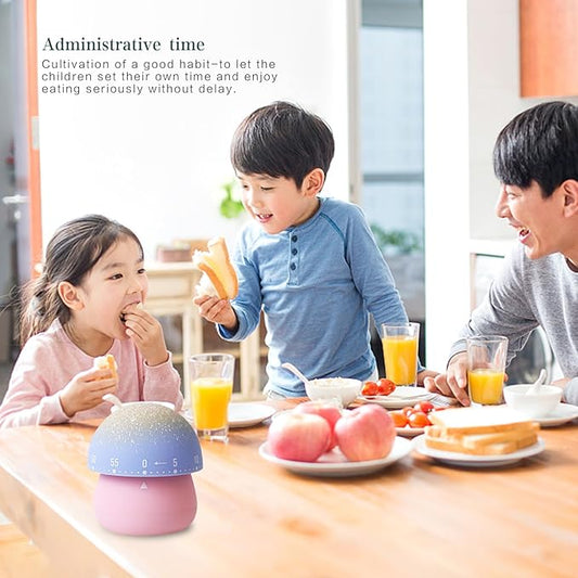 2 Pack Cute Kitchen Timer,100% Mechanical Egg Timer for Kids,60 Minutes Wind up Timer for Cooking/Reading/Do Sports. (Mushrooms)