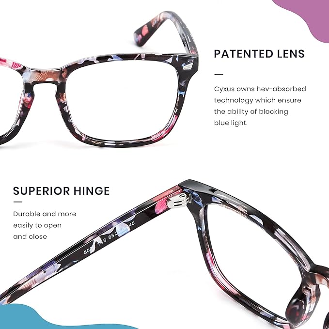 Cyxus Blue Light Glasses for Men Women Reduce Eye Strain UV Blocking for Computer Screen 8082