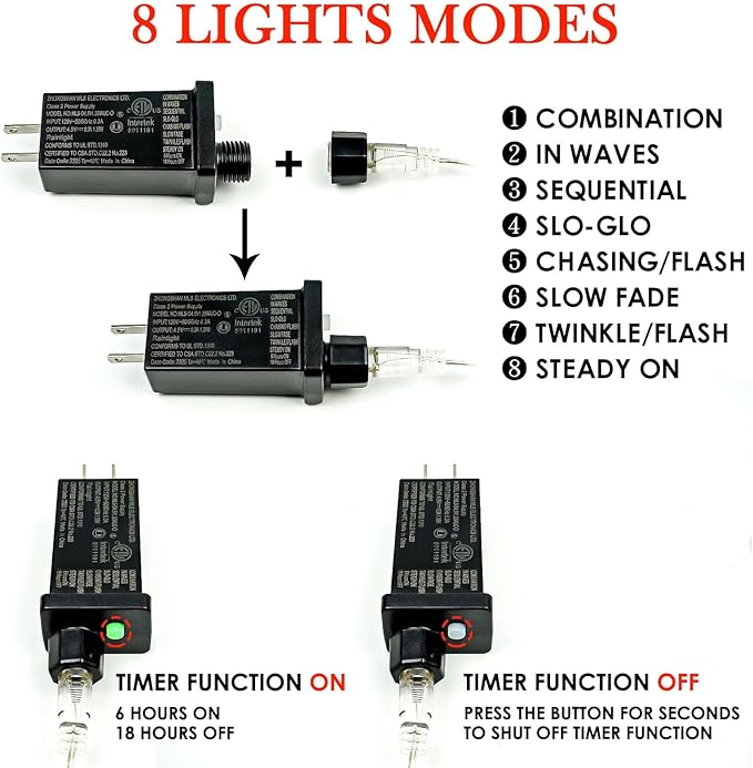66Ft 200 LED Halloween Fairy Lights Plug in, 8 Modes String Lights with Timer for Outdoor & Indoor, Waterproof Twinkle Lights for Bedroom Garden Party Patio Halloween Decorations (Purple&Orange)