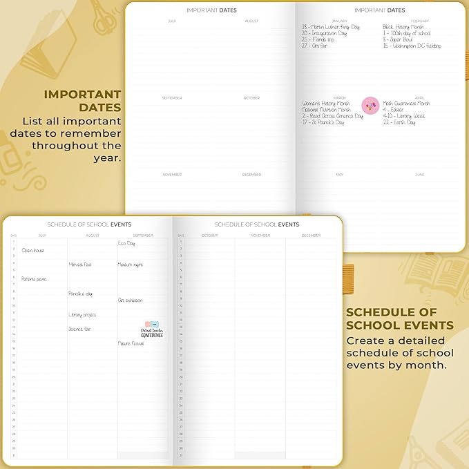 Clever Fox Teacher Planner – School Year Planner with Calendars & Lesson Plans – Book for Classroom & Homeschool Organization, A4 (Amber Yellow)