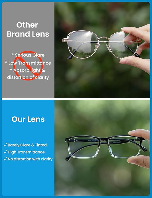 GUDVUE Mens Blue Light Glasses Rectangle Computer Glasses Gaming Glasses, Black/Crystal PRO