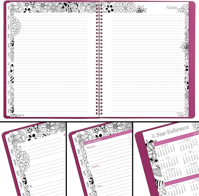Cambridge 2025 Appointment Book Planner, Weekly & Monthly, 8-1/2" x 11", Large, FloraDoodle, White and Black (589-905-25)