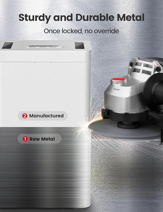 Vaydeer Metal Time Lock Box, Phone Lockbox with Timer, iPad Safe Container, Self-Control Locker with USB-C Charge,Electronic Device Timed Release Jail for Cellphone/Tablet/Medicine/Snack/Alcohol-Large