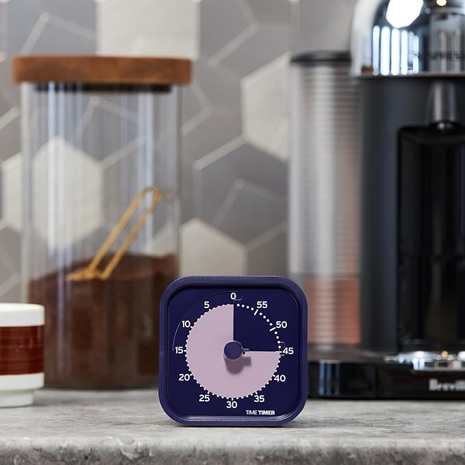 Time Timer MOD Home - Metallic Series - Individual Sized 60 Minute Visual Countdown Timer for ADHD, Adults, Students, and Pomodoro with Silent Operation (Metallic Indigo)