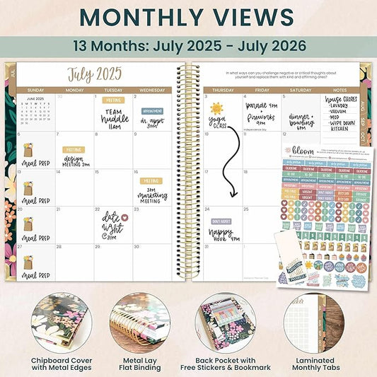 bloom daily planners 2025-2026 Hardcover Academic Year Goal & Vision Planner (July 2025 - July 2026) - Monthly & Weekly Calendar Agenda Organizer - 7.5" x 9" - Blooming Wildly