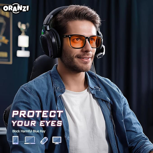 2 pack 98.6% Blue Light Blocking Glasses Men Woman for Better sleep, Computer Gaming Glasses Blue Light Filtering Amber Lenses Anti-Fatigue & Eye Strain