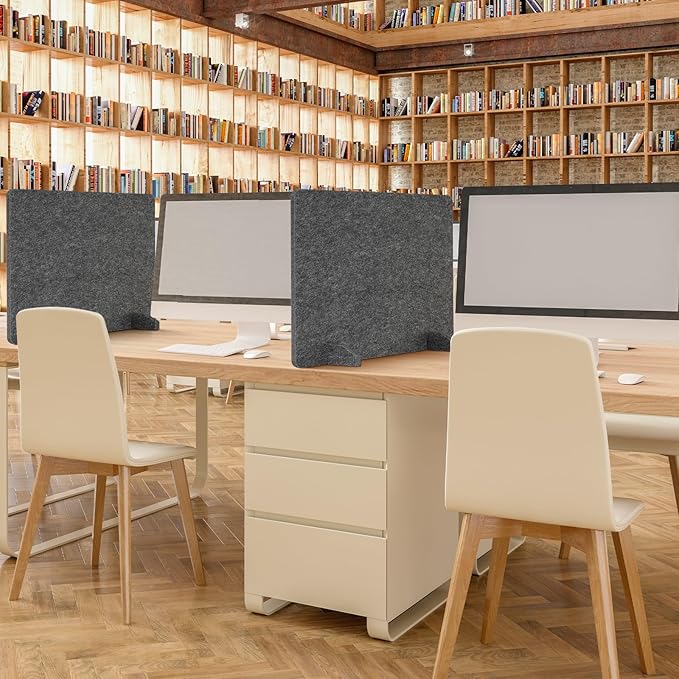 4 Pack Acoustic Desk Dividers - 24" x 20" Freestanding Privacy Panels Set with Noise - Reducing Design Cubicle Sound Proof, Ideal for Office, Classroom, and Home (Dark Gray)