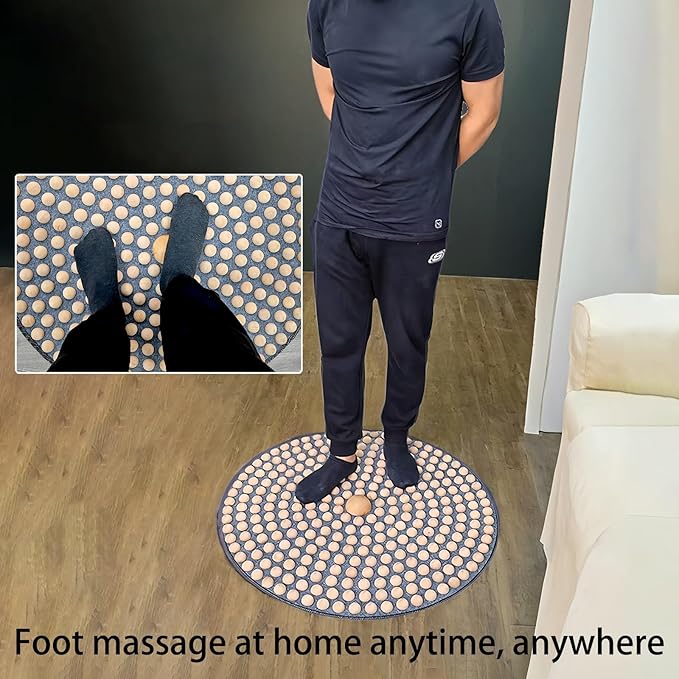 Foot Massage Mat,Wood Foot Acupressure Mat,Foldable Storage,Reflexology & Relaxation Tool for Tired Feet,Relaxation Gifts for Parents or Friends(31.5x31.5in)