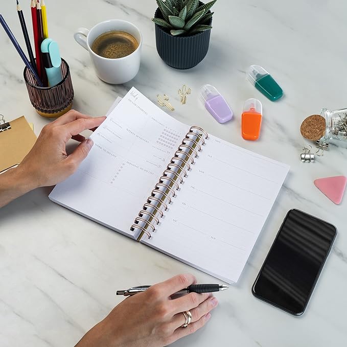 PLANBERRY Weekly Planner – Undated Life Organizer & Budget Planner – Time Management, Goal Setting, To-Do List, Work-Life Balance & Habit Tracker – 6.1″ x 8.1″ (Golden Jungle)