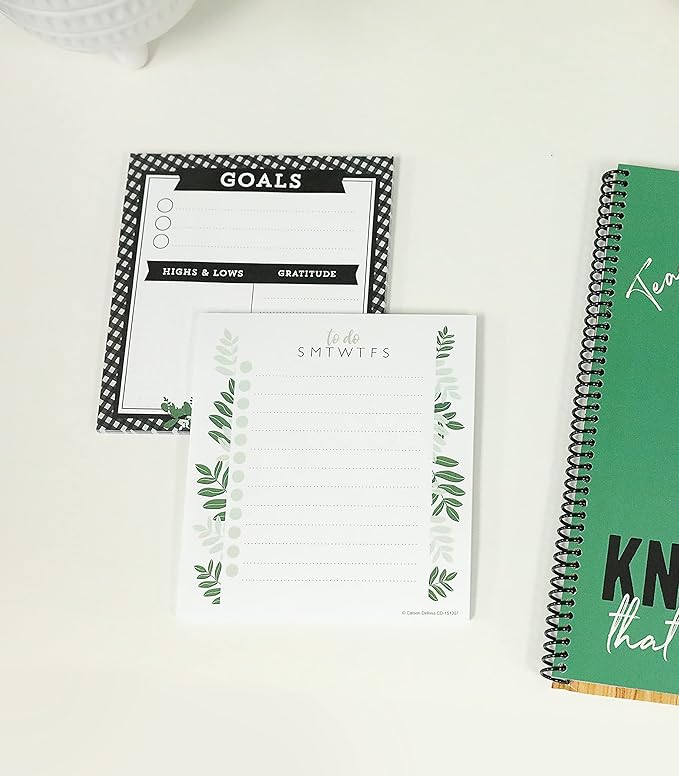 Carson Dellosa Farmhouse Notepad 4-Pack, Note Pads for Goals, To Do List, Checklist, Notes, Sketch Pad, and Classroom Organization Stationary, Desk Accessories and Office Supplies