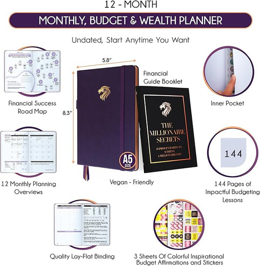 Financial Planner - Monthly Budget Planner & Monthly Bill Organizer | A 12-Month Journey to Financial Freedom | Bill Payment Tracker Organizer, Debt, Expense Tracker & Money Saving with Pockets