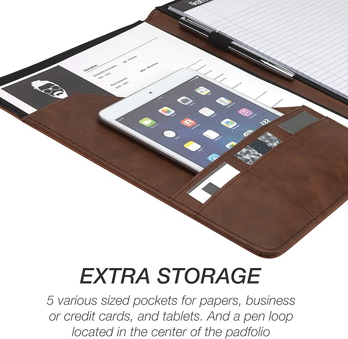 Samsill Two-Tone Padfolio, Resume Portfolio, Business Portfolio, with 8.5 x 11 Writing Pad, Brown and Dark Brown