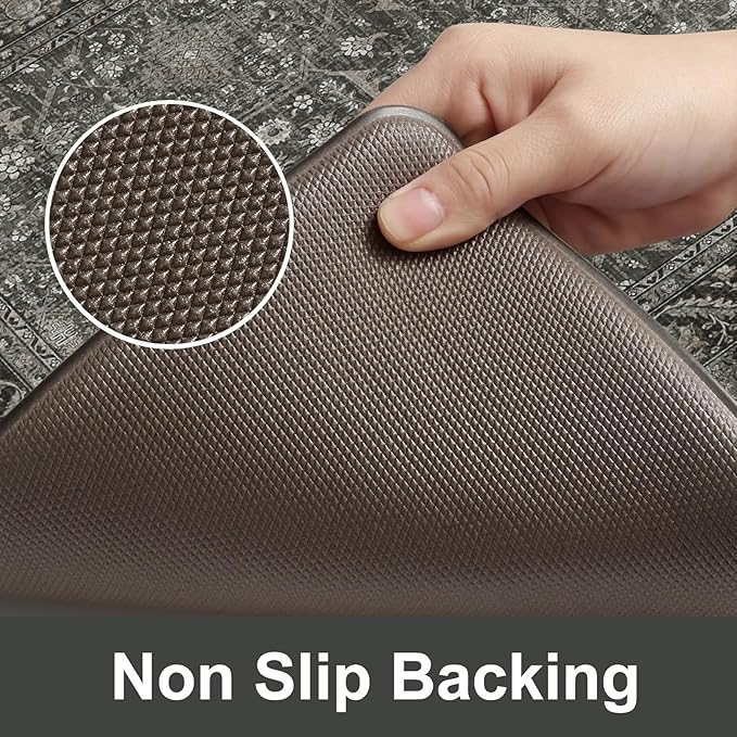 KIMODE Anti Fatigue Kitchen Mat 2PCS,Waterproof Farmhouse Green Kitchen Rugs Non-Slip,Vintage Kitchen Mats for Floor,Cushioned Comfort Standing Mat for Laundry,Office,Sink,Desk,17"x47"+17"x29"