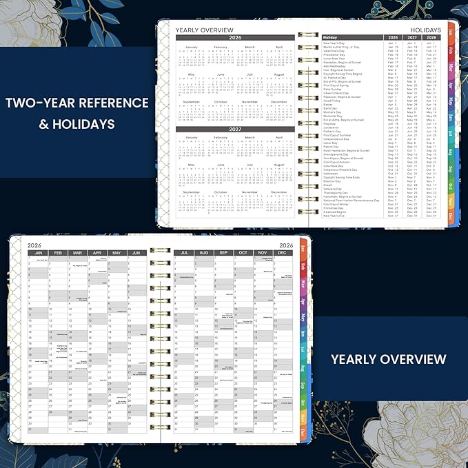 2026 Appointment Book - 2026 Planner, Daily Hourly Planner 2026, Jan 2026 - Dec 2026, Weekly & Monthly Planner, 6.3" x 8.5", Half Hour (30 Mins) Interval, Colorful Tabs, Thick Paper, Inner Pocket