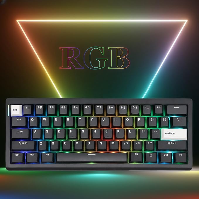 GMK61 60% Mechanical Keyboard,Tri-Mode PBT Keycaps Linear Switches 61 Keys,South-Facing RGB Gasket Mounted Plate Gaming Keyboard for Win/MAC (Black, Brown Switch)