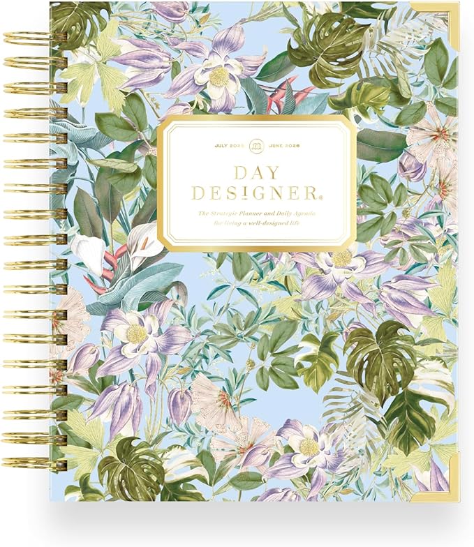 Day Designer 2025-2026 Daily Planner – Premium Planner for Stylish Organization. Combines Monthly Calendar, Hourly Schedule, To-Do List, Gratitude, Goal Setting, Inspirational Quotes, Stickers & More. Elegant laminated Cover with Gold Accents (Palmetto)