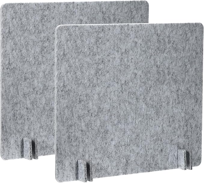 PATIKIL Desk Divider, 2 Set 24 x 24 Inch Acoustic Freestanding Desk Divider Desk Privacy Panel with 8 Pcs Support Feet for Library Office Workstation, Grey