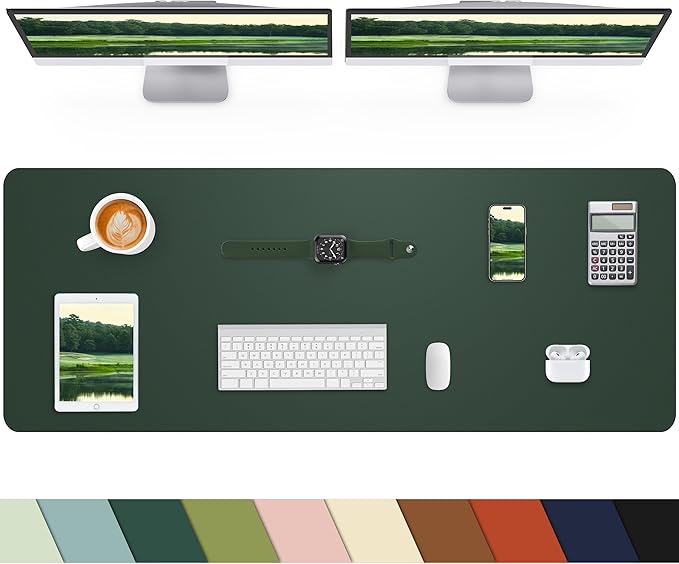 Desk mat Large, Leather Desk Pad Protector,Office Desk Mat,Mouse Pad, Non-Slip Desk Blotter, Laptop Desk Pad, Waterproof Desk Writing Pad for Office&Home (Dark Green, 55" x 24")