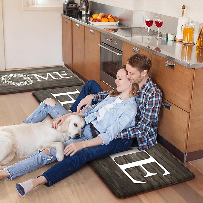 KIMODE Kitchen Mats,Anti Fatigue Kitchen Rugs Sets of 2, Non Slip Waterproof Kitchen Floor Mats, Ergonomic Cushioned Comfort Standing Mat for Home,Laundry, Office,Sink,Desk