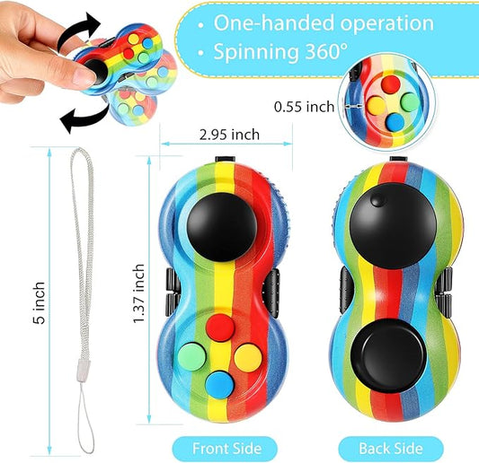 Skylety 2 Pcs Fidget Toys for Adults Fidget Pad Christmas Basket Stuffers Stress Relief Cube Clicker Controller Sensory Educational Toy for ADHD Autism Spinner(Rainbow and Stripe Style)